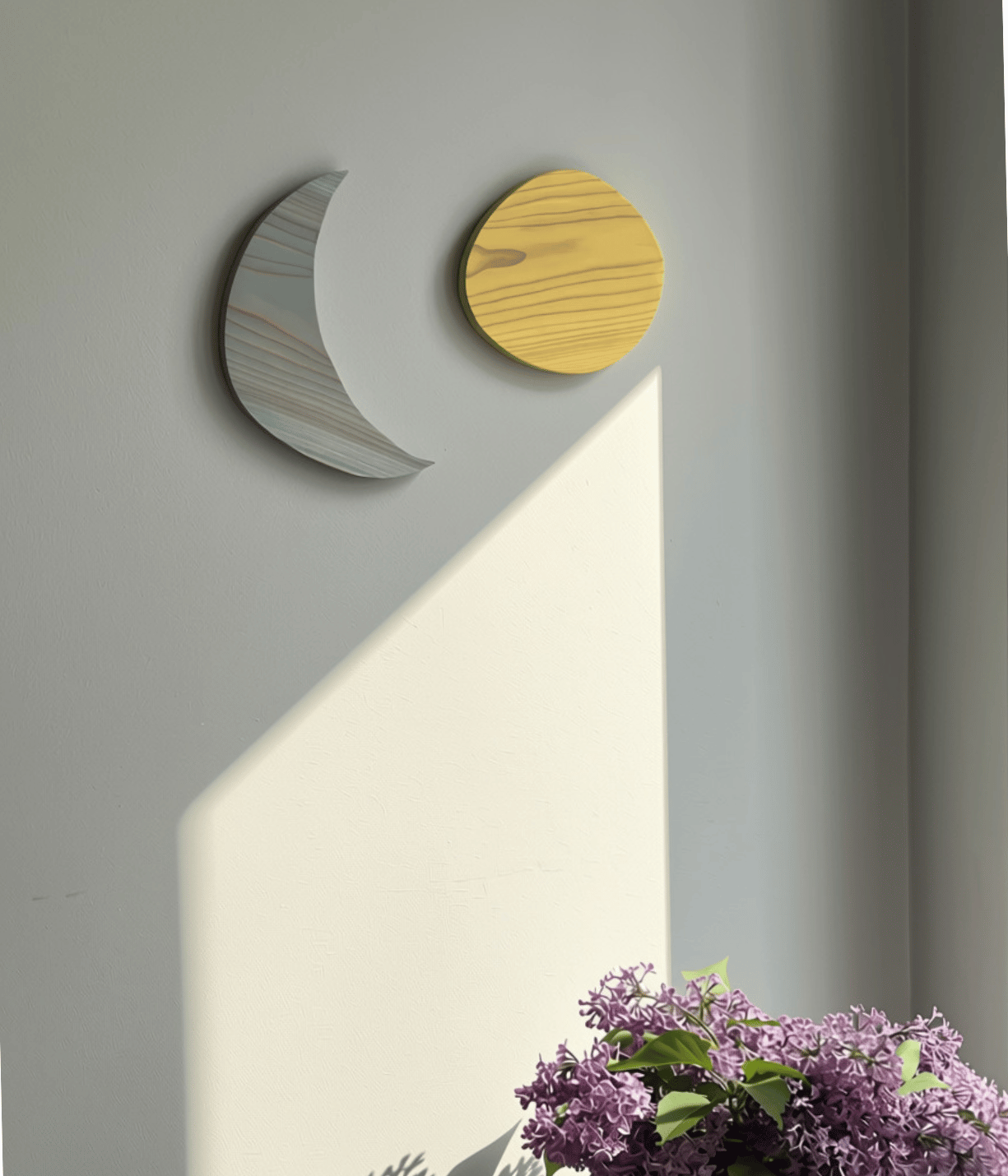 Wooden Wall Decor Set - Sun & Moon