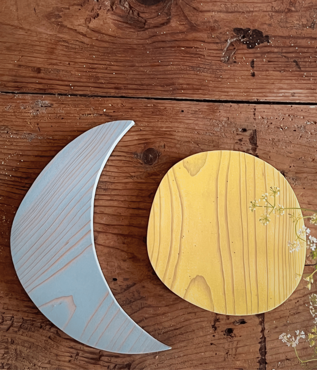 Wooden Wall Decor Set - Sun & Moon